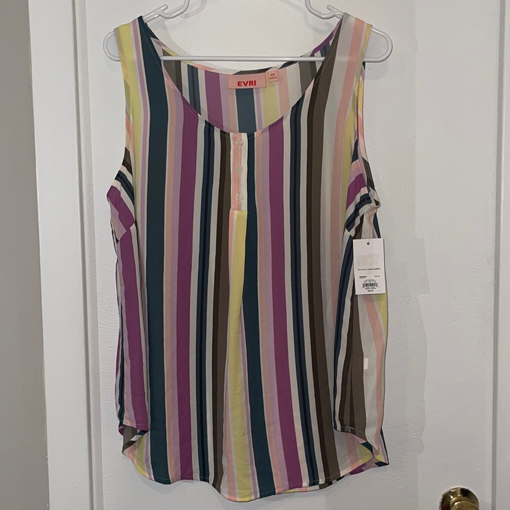 NWT EVRI Striped Sleeveless Blouse - Size 0X